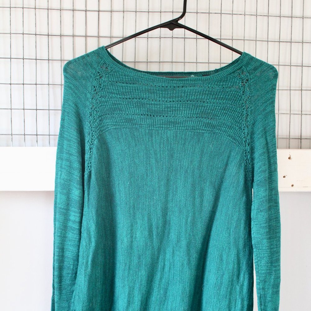 Teal Long Sleeve Patterned Sweater